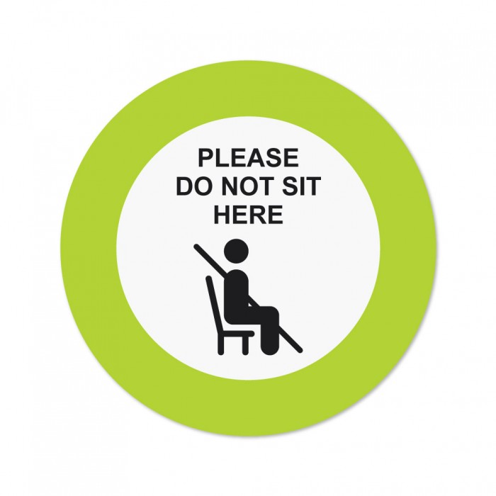 Covid-19 Chair Sticker Please do not sit here with Apple Green border 26cm 3pcs